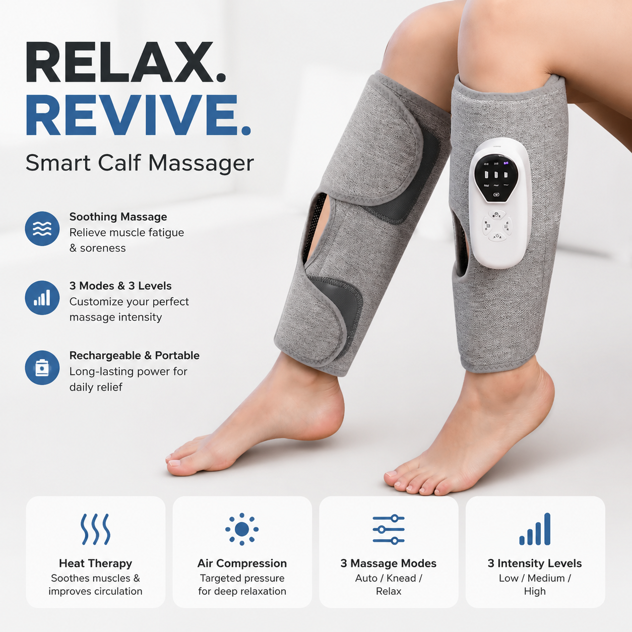 Cosvu Air Compression Leg Massager with Heat for Relaxation & Circulation