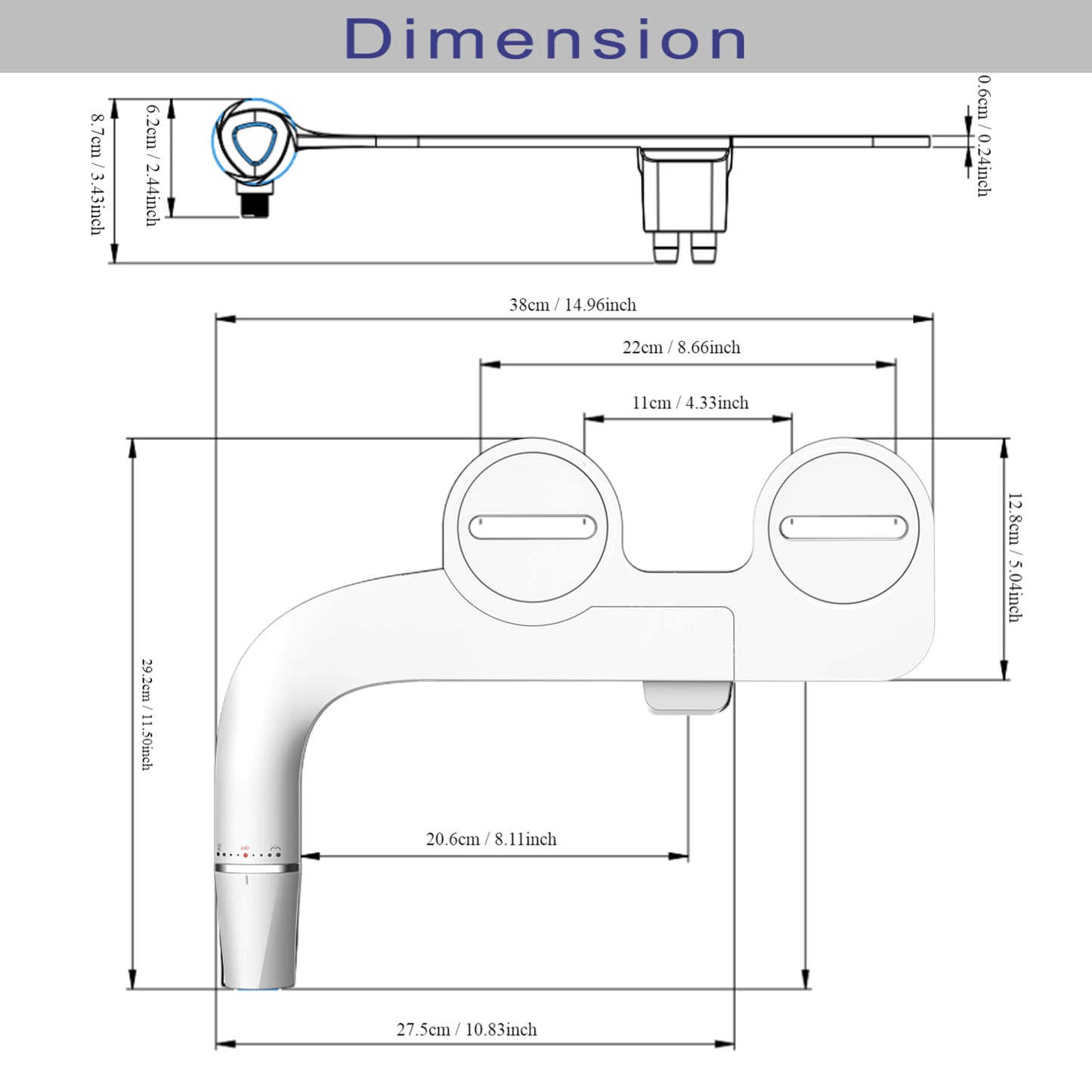 Ultra-Slim Bidet, Minimalist Bidet for Toilet with Non-Electric Dual Nozzle