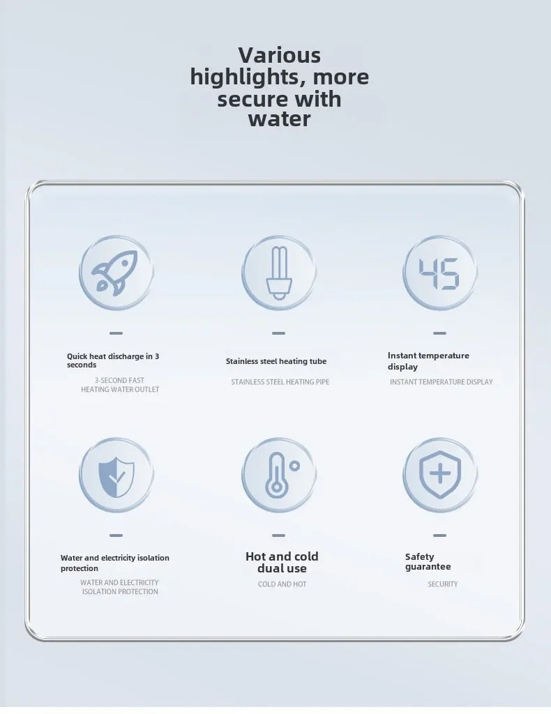 Instant Hot Water Heater Faucet Electric Tankless for Kitchen Fast Heating