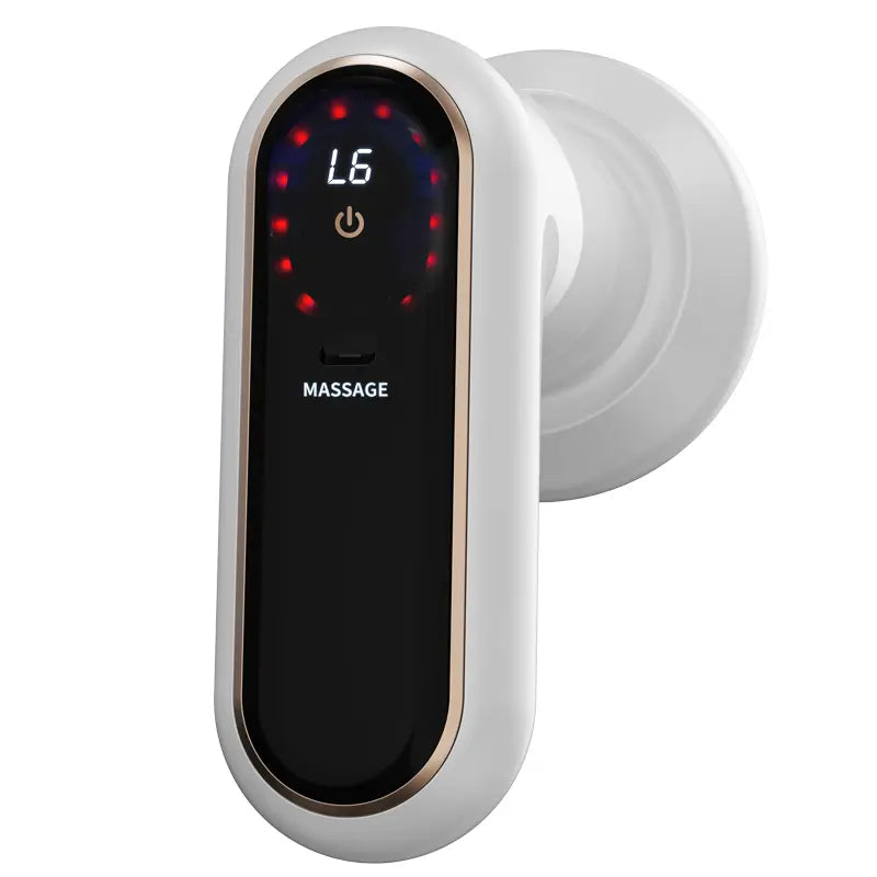 AuraSculpt Essential body comfort device on white background, showing ergonomic design and gentle heat function for at-home relaxation.