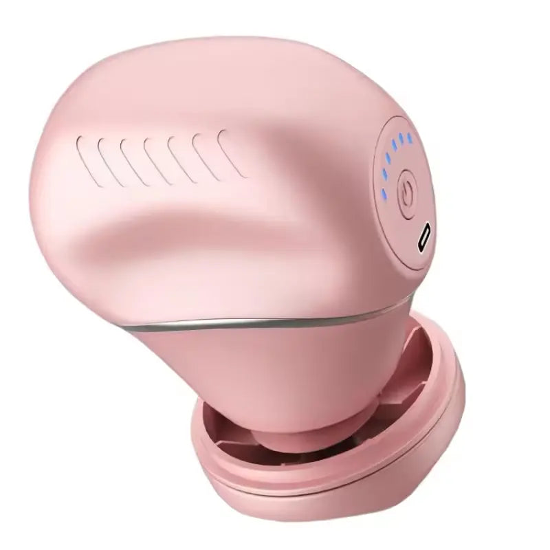 AuraSculpt Pro Pink body comfort device on white background, elegant soft-tone design with heat and vibration functions for at-home relaxation.