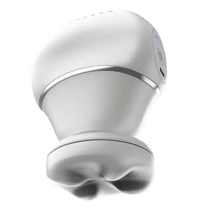 AuraSculpt Pro White body comfort device on white background, premium minimalist design with heat and vibration therapy for full body relaxation.
