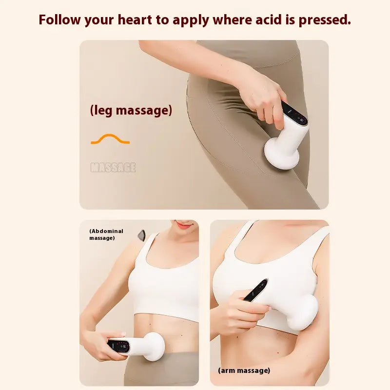 Demonstration of Cosvu AuraSculpt being used for targeted comfort and deep muscle recovery on the legs, abdomen, and arms.