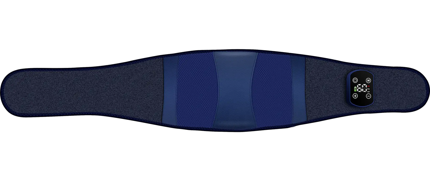 Cosvu™ Heating & Massage Belt Pro in blue on white background for full waist and abdominal comfort
