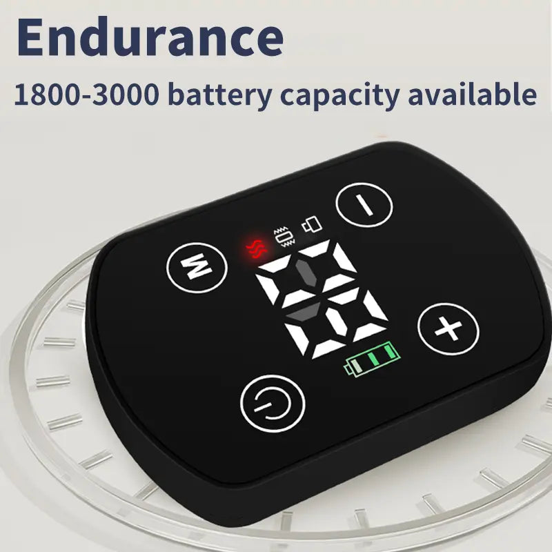 Smart LCD touch control and silent operation in Cosvu™ Heating & Massage Belt Pro for convenient use