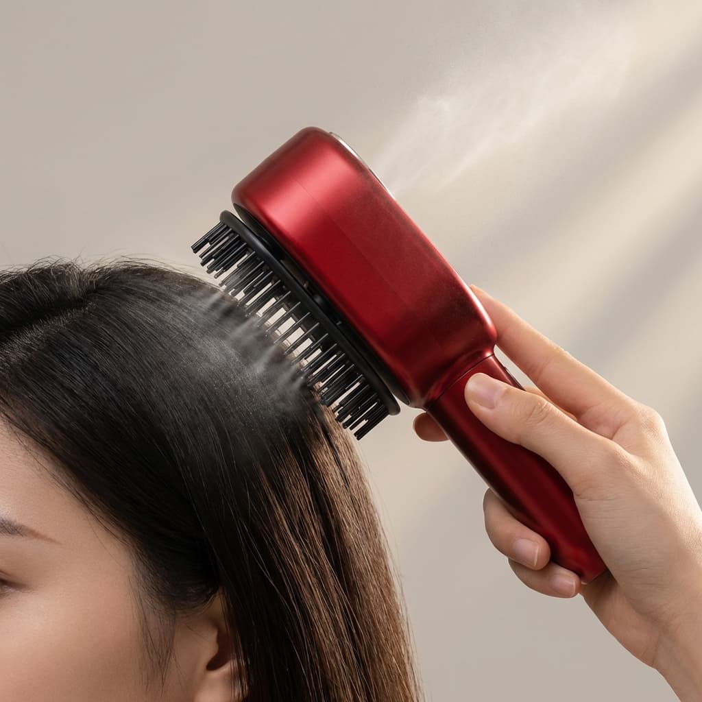 Cosvu Electric Scalp Massager distributing hair oil directly to scalp for mess-free application