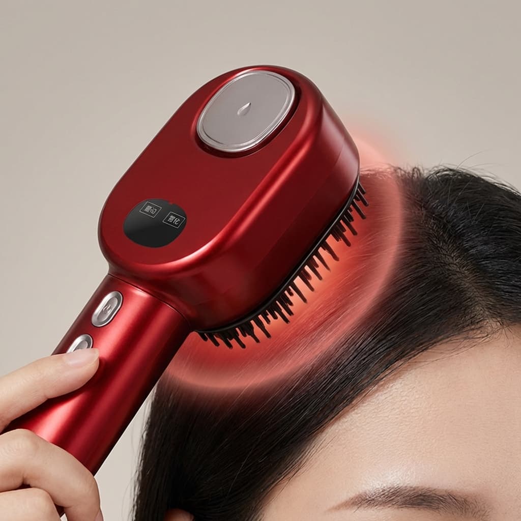 Red light therapy feature of Cosvu Electric Scalp Massager supporting healthy scalp and stronger hair